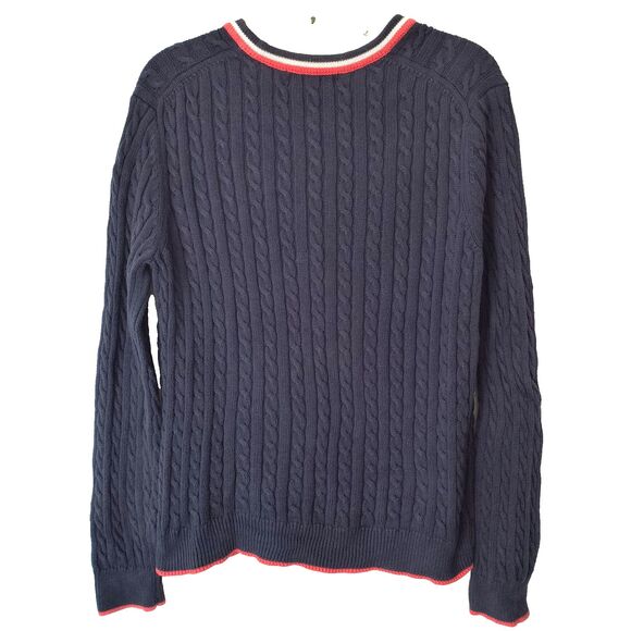 Brooks Brothers Cardigan Tennis Sweater Womens XL Navy Cotton Cable Knit *Pls Rd - Picture 3 of 16